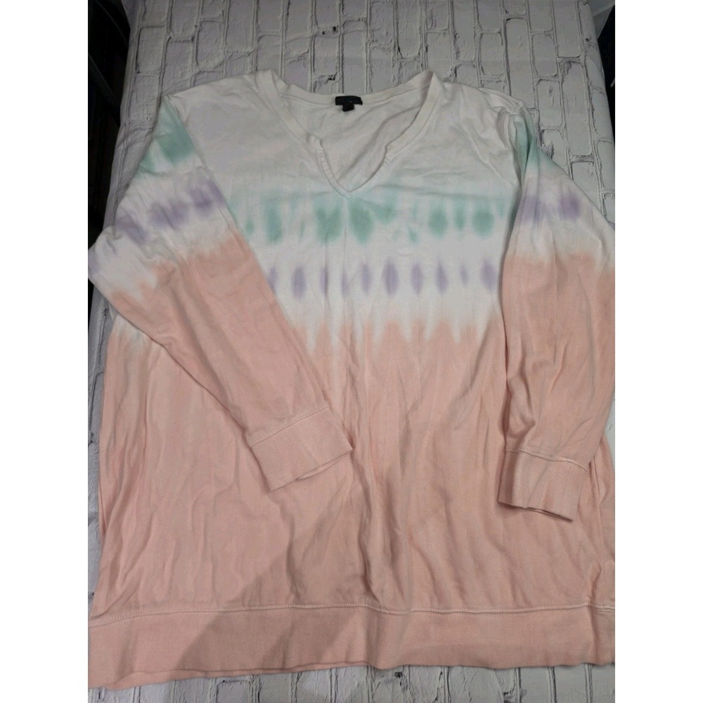Torrid Womens‎ Tie-Dye Pullover Size 3  Peach White Green Comfortable Casual